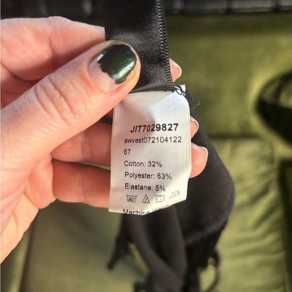 FLORAL EMBROIDERED FRINGE CROP TOP, SIZE L - Picture 3 of 4